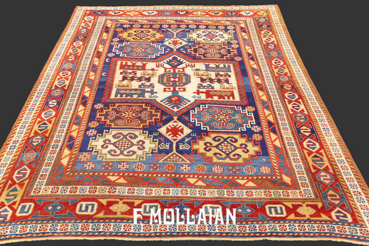 Hand-knotted Caucasian Kazak Moghan Antique Rug n°:54882943